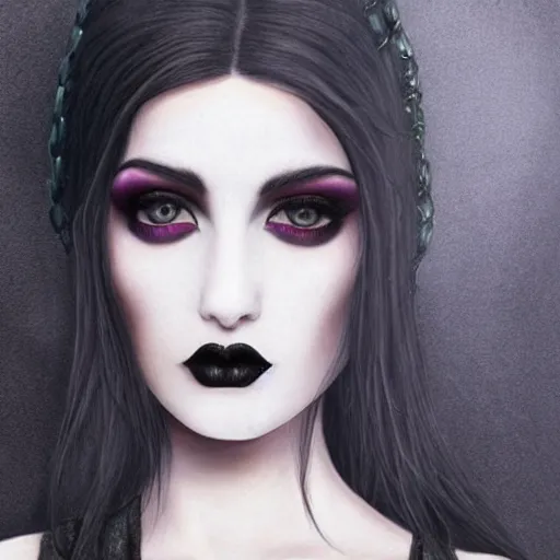 Image similar to pale goth beauty, realistic detail