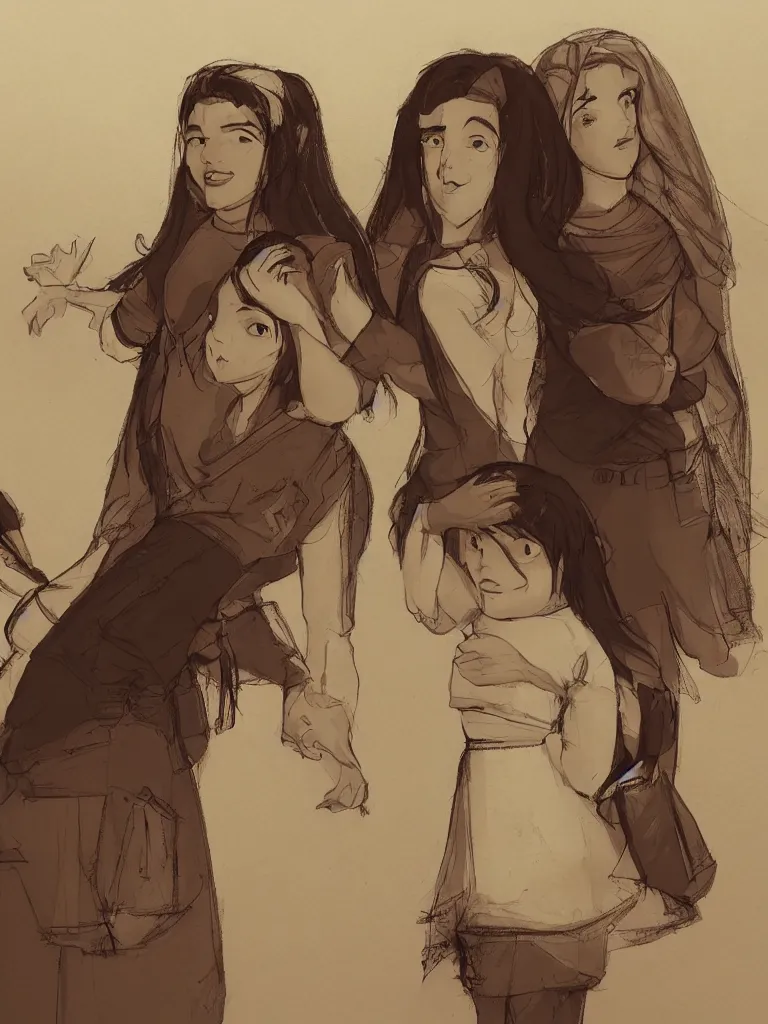 Prompt: sisters by disney concept artists, blunt borders, rule of thirds