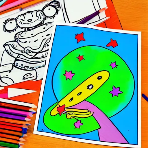 Image similar to a children's book scene with no colors, designed for children to learn coloring