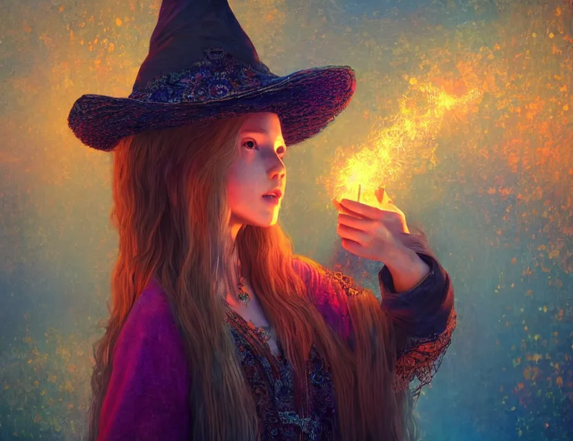 Prompt: unsure young russian witch casting a spell. award - winning 3 d animation by an indie studio, rimlighting, depth of field, limited but vibrant palette, intricate details, impressionism, chiaroscuro, bokeh. 4 6 2