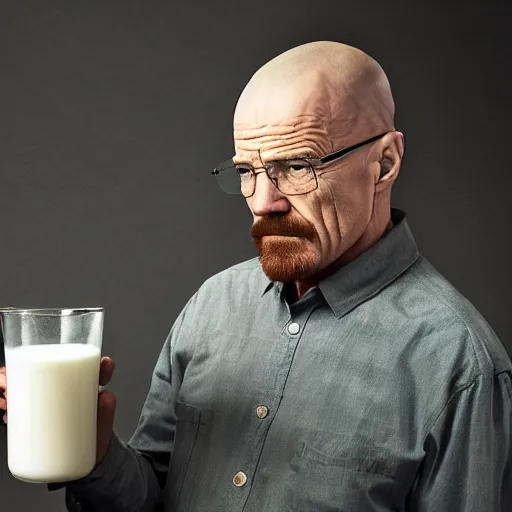 Image similar to walter white drinking milk