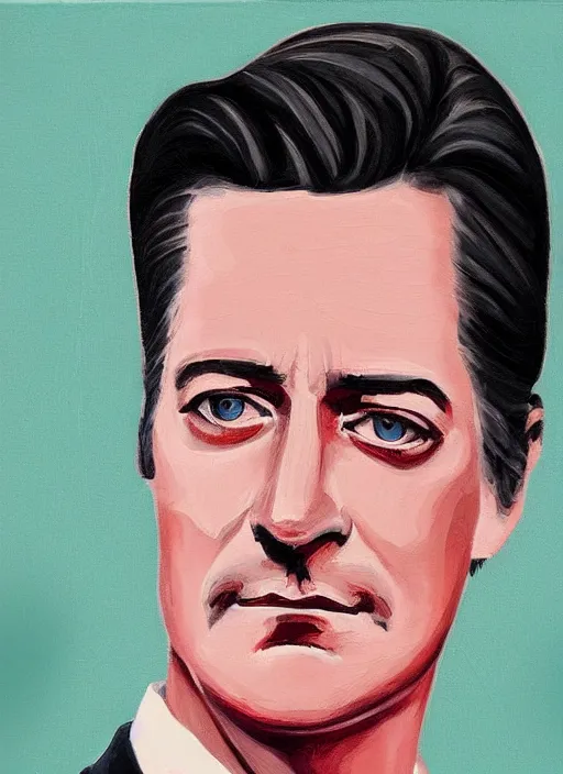 Prompt: portrait of kyle maclachlan as dale cooper by hein heckroth