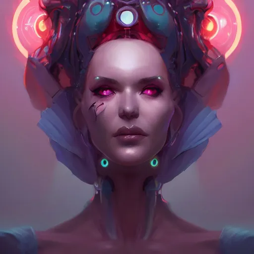 Image similar to a portrait of a nubile cybernetic duchess of hell, cyberpunk concept art by pete mohrbacher and wlop and artgerm and josan gonzales and jean claude meziere and syd mead and moebius, trending on artstation, unreal engine, highly detailed, intricate, sharp focus, digital art, 8 k