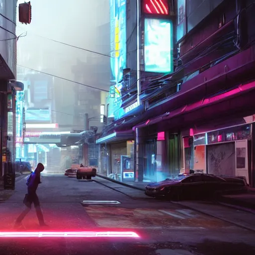 Image similar to distopian cyberpunk street, neon, photorealistic, homeless people in the streets, unreal engine 5 »