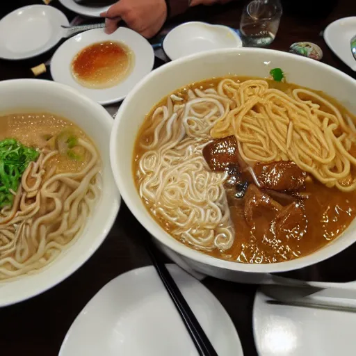 Prompt: Taipei 101 eating ramen