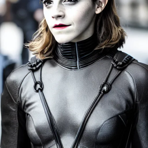 Prompt: Emma Watson as Catwoman, Fujifilm X-T3, 1/1250sec at f/2.8, ISO 160, 84mm, 8K, RAW, symmetrical balance, Dolby Vision