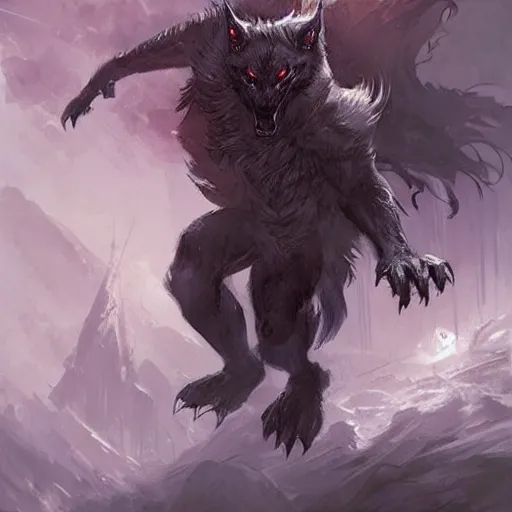 Image similar to werewolf vampire lord hybrid, fantasy game art by greg rutkowski, fantasy rpg, league of legends