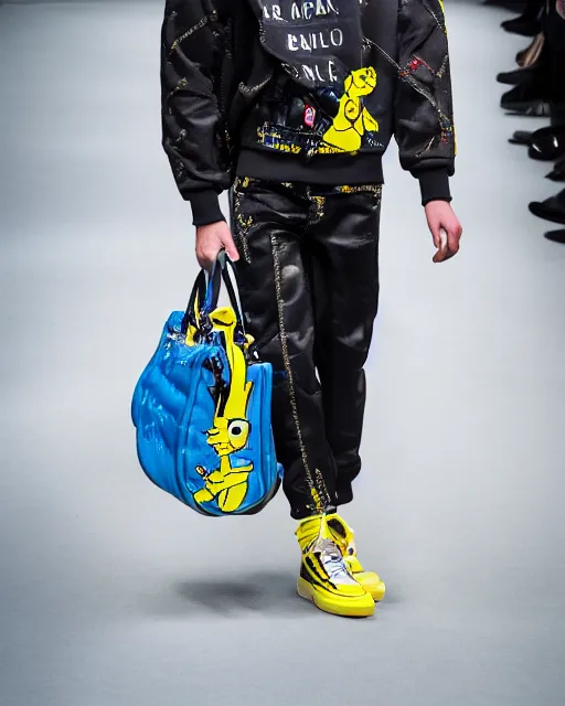 Image similar to Bart simpson hyperrealistic and heavy detailed balenciaga runway show of bart simpson , Leica SL2 50mm, vivid color, high quality, high textured