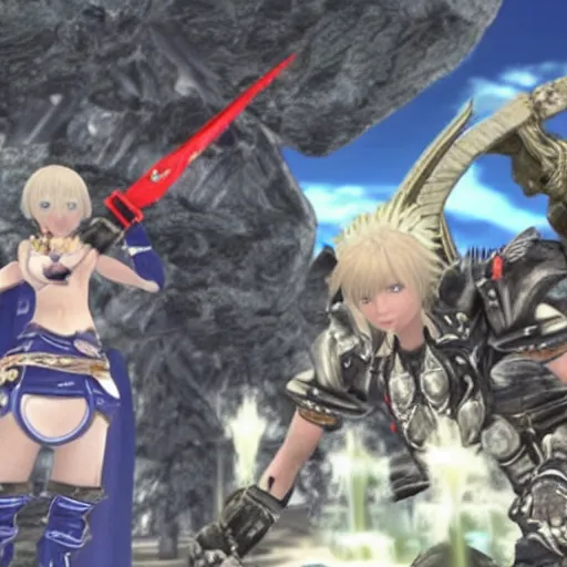 Prompt: joe biden fighting a mecca in xenoblade chronicles