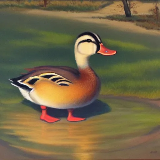 Image similar to a duck on the prowl oil painting avigdor arikha