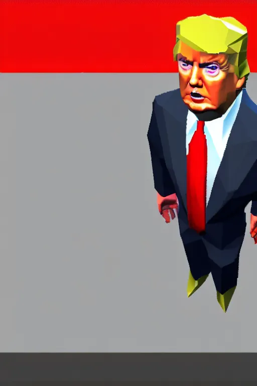 Image similar to donald trump in a low poly nintendo 6 4 game, renderware