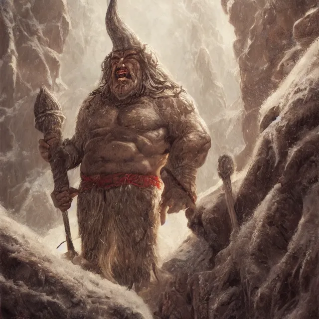 Image similar to A norse troll for Trudvang by Paul Bonner, oil on canvas, artstation