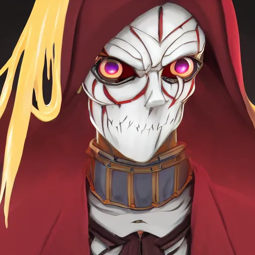 Image similar to portrait of papyrus as a necromancer, anime fantasy illustration by tomoyuki yamasaki, kyoto studio, madhouse, ufotable, trending on artstation