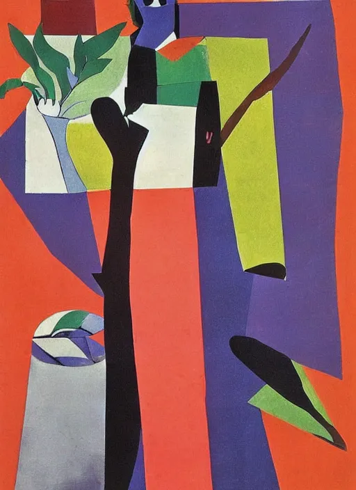 Prompt: paper collage art by henri matisse