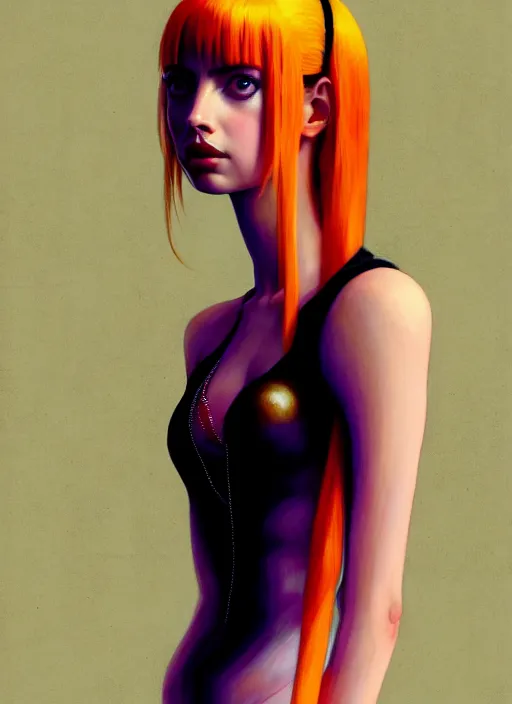 Image similar to hyper realistic zoomed out portrait of ana de armas wearing clothes from the fifth element, leeloo, padme, blade runner, by hsiao ron cheng, ngai victo, nivanh chanthara jean delville wlop and dougherty patrick, trending on artstation, soft light