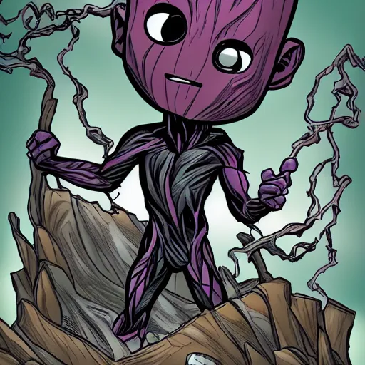 Image similar to baby groot venomized is vomiting