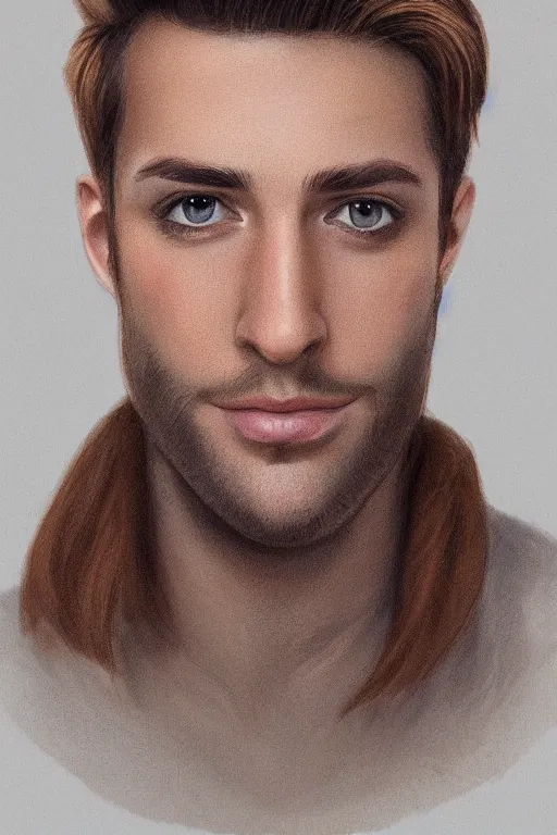 Image similar to portrait photo of a handsome man with light brown hair with sparkling hazel eyes, photo by Dion Beebe, stylized, detailed, pastel colors, warm tones, Trending on artstation, artstationHD, artstationHQ, 4k, 8k