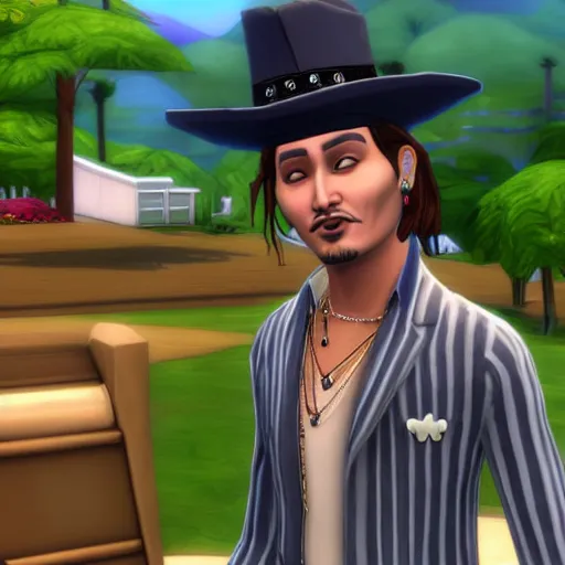 Image similar to Johnny Depp in the Sims 4