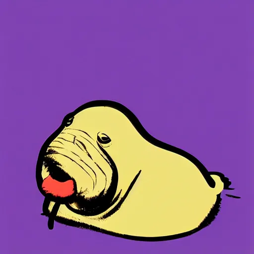 Image similar to a happy walrus by andy warhol, digital art, trending on artstation