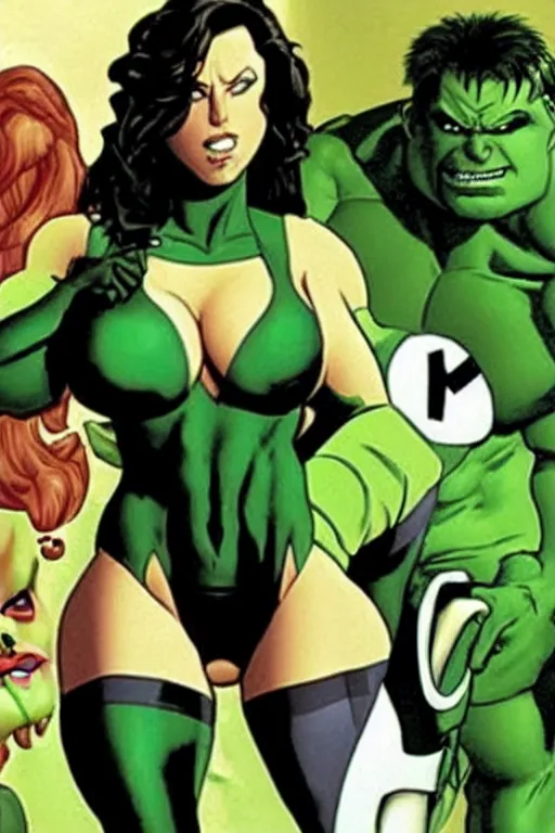 Prompt: A still of Gianna Michaels as She-Hulk in a Marvel film.