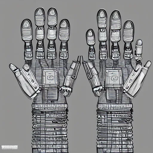 Prompt: robot hands line-art