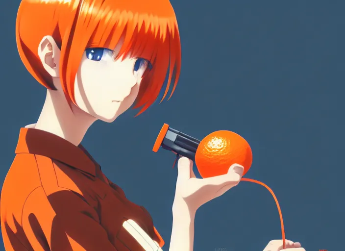 Image similar to anime girl with orange short hair in the Soviet pioneer form,omoide emanon, tsuruta kenji, murata range,kawaii, kyoto animation, manga,katsura masakazu, intricate, detailed, studio lighting, gradation,editorial illustration, matte print, Ilya Kuvshinov