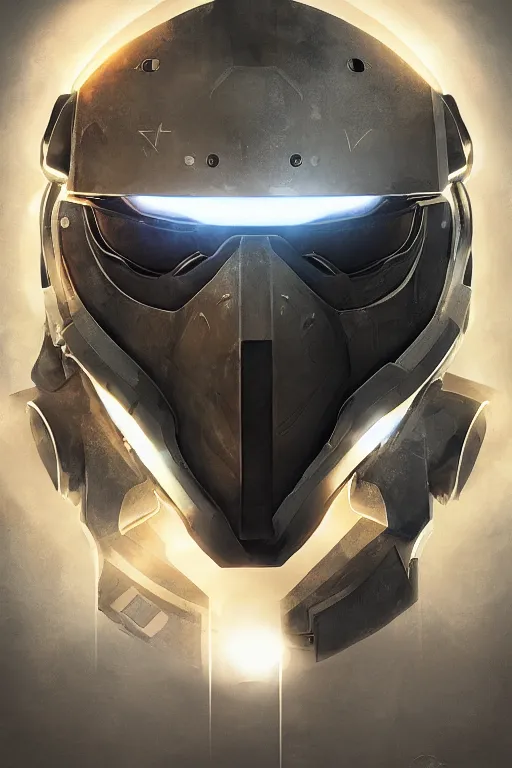 Image similar to robot ninja mask helmet halo master chief radiating a glowing aura global illumination ray tracing hdr fanart arstation by ian pesty and katarzyna da „ bek - chmiel