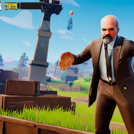 Image similar to lenin as fortnite character, gameplay screenshot