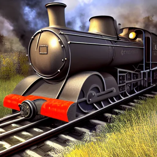 Prompt: a steam engine on a railroad, highly detailed, photorealistic portrait, bright studio setting, studio lighting, crisp quality and light reflections, unreal engine 5 quality render