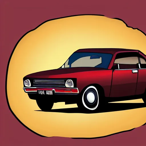 Image similar to a stylized drawing of a first generation car, very high quality