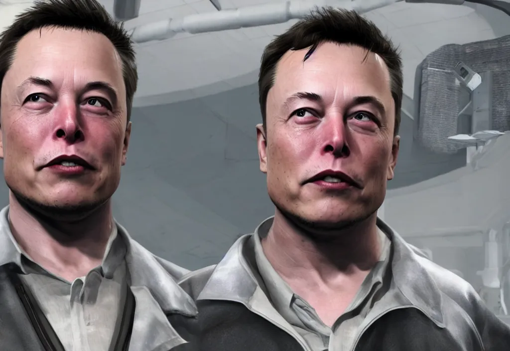 Image similar to elon musk in half life, elon musk in the video game half life, gameplay screenshot, close up, 3 d rendering. unreal engine. amazing likeness. very detailed.