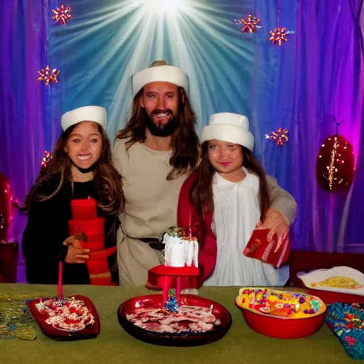 Prompt: Jesus birthday party photos