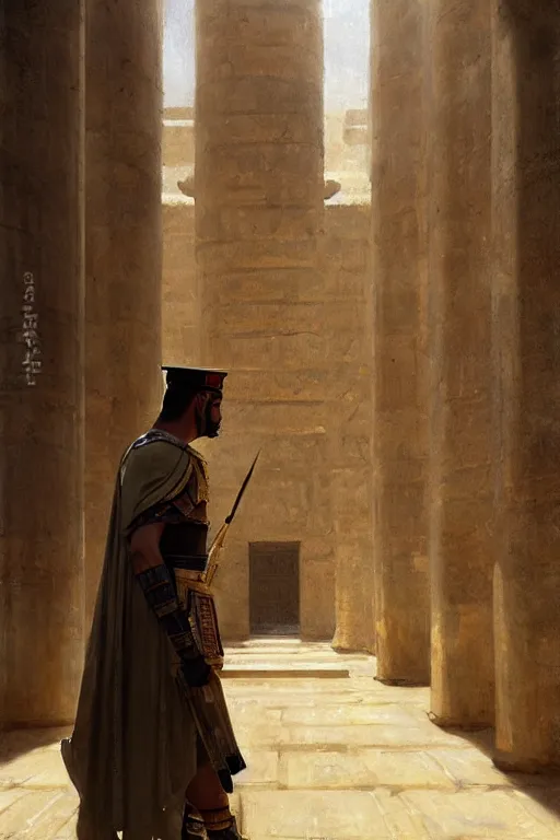 Image similar to an ancient egyptian palace guard walking through the egyptian courtyard by anders zorn, wonderful, masterpiece by greg rutkowski, beautiful cinematic light, by greg manchess, jessica rossier