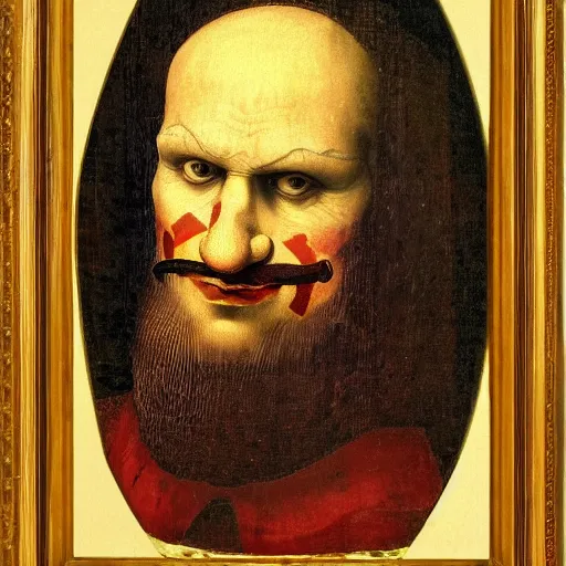 Image similar to communist clown portrait, da vinci
