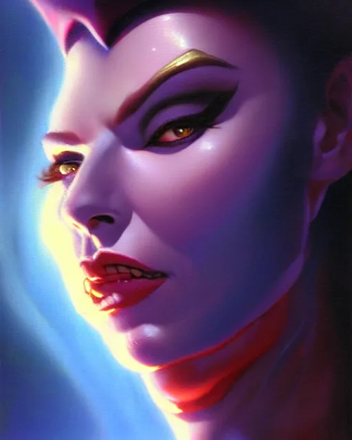 Image similar to widowmaker from overwatch, character portrait, portrait, close up, vintage fantasy art, vintage sci - fi art, radiant light, caustics, by boris vallejo