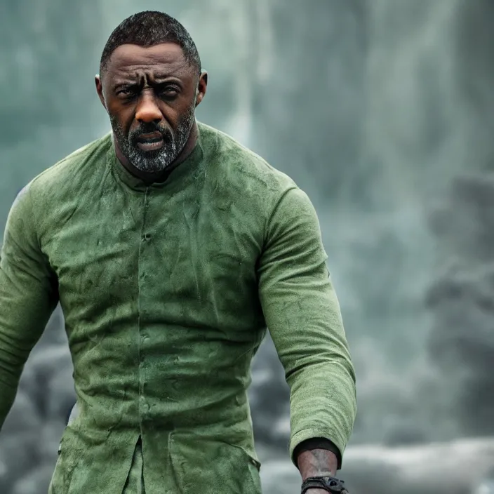 Image similar to film still of Idris Elba as Green Lanturn in new DC film, photorealistic 4k