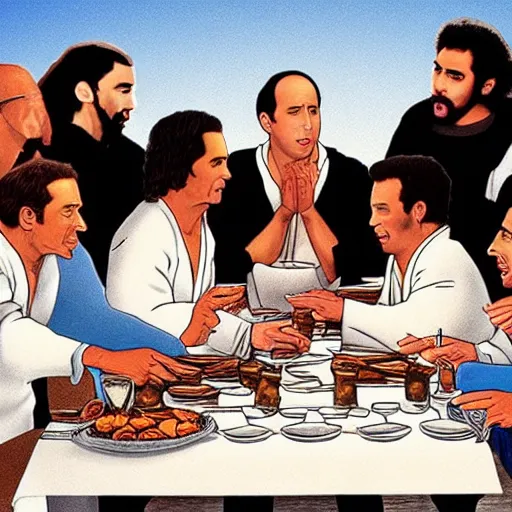 Image similar to Seinfeld cast at The Last Supper