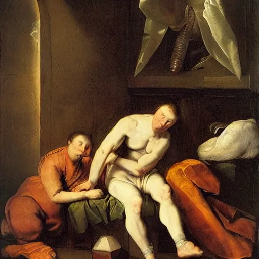 Image similar to representation of roomy and parables in the style of Jan Lievens, Dutch painter, hyperbolic