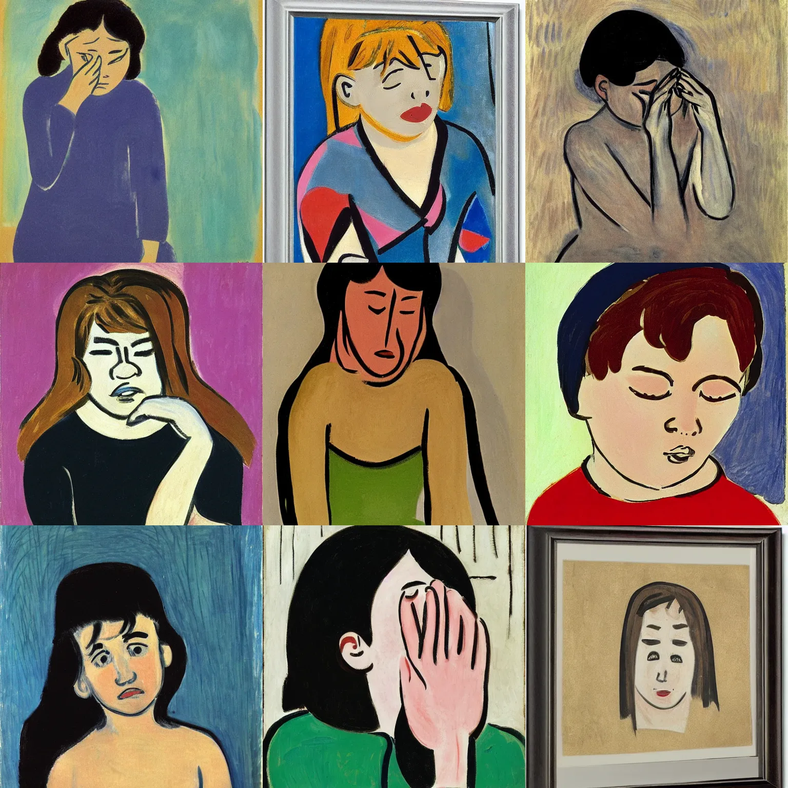 Prompt: crying girl by matisse