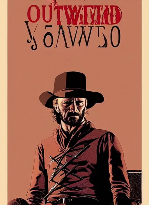 Image similar to a Outlaw Josey Wales poster of Evan Rachel Wood as Dolores, in the show Westworld, poster artwork by William Gold, Michael Whelan and Tomer Hanuka, clean