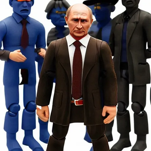 Image similar to vladimir putin cosplay lenin, stop motion vinyl action figure, plastic, toy, butcher billy style