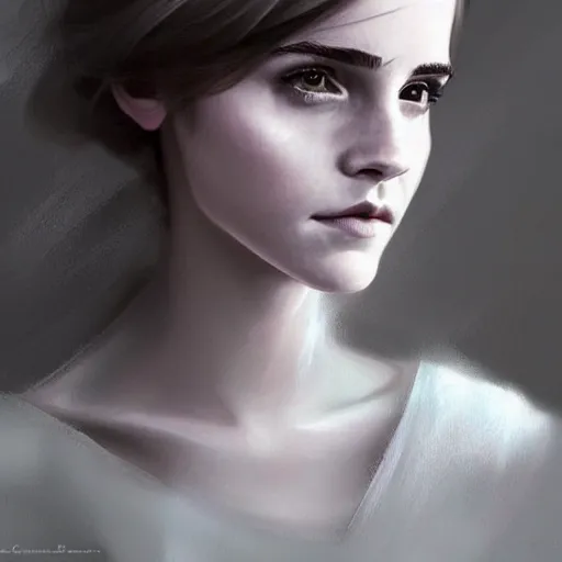 Image similar to Beautiful Painting of Emma Watson by Charlie Bowater, digital fantasy portrait