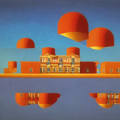 Image similar to synchronicity architecture illustration detailed surrealism rene magritte