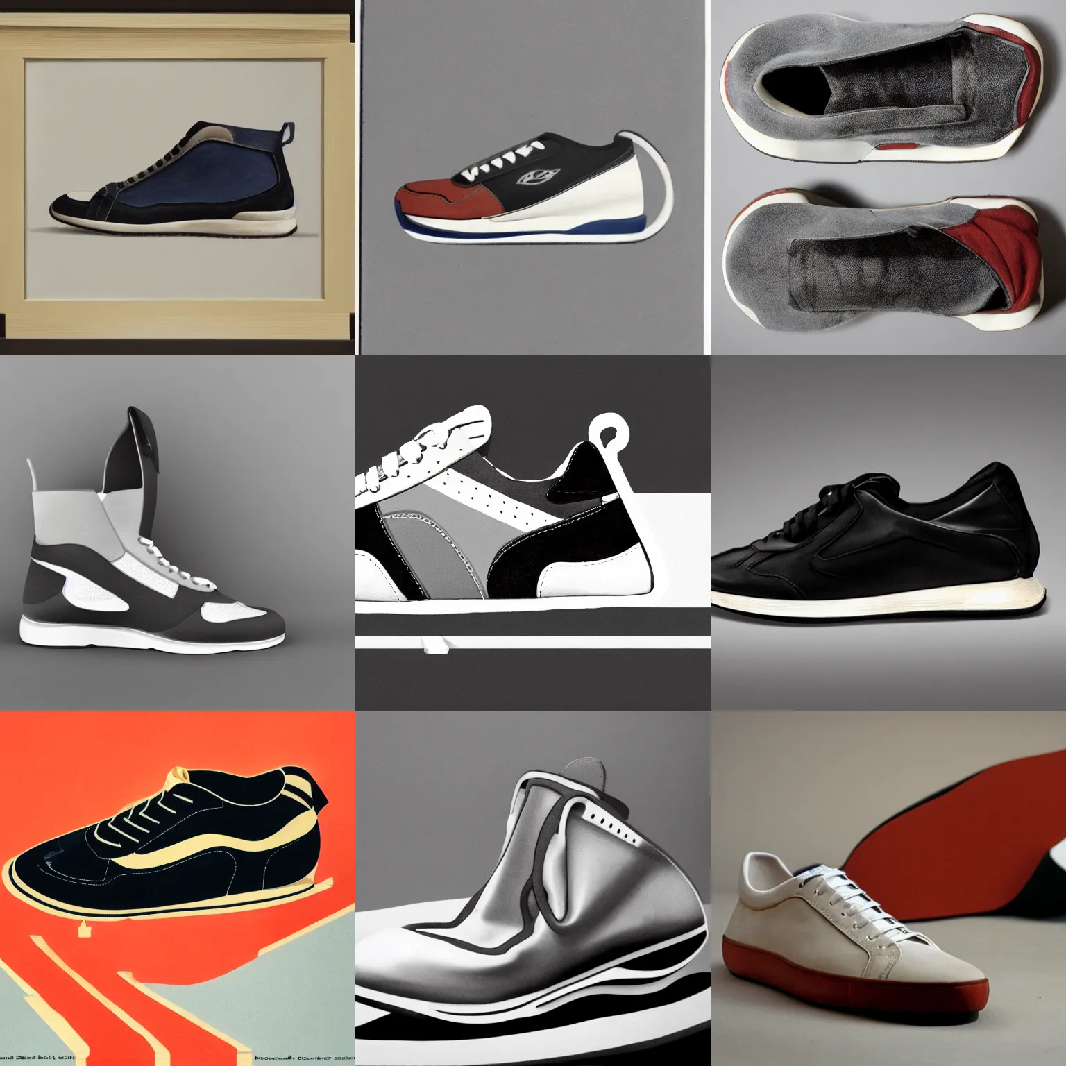 Prompt: raymond loewy creation of a sneaker