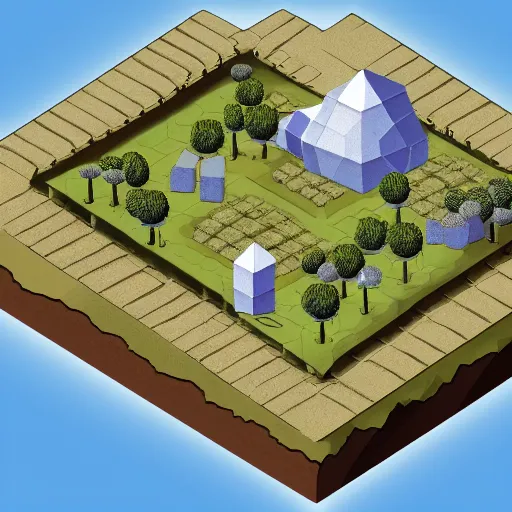 Prompt: isometric view of a diamond deposit from a resource gathering game