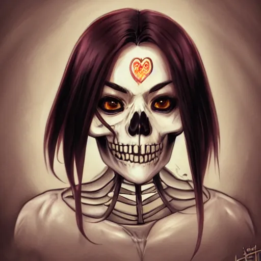 Prompt: anime manga skull portrait young woman skeleton, artgerm, painterly, impressionist, graffiti, key lighting, art by jc leyendecker and sachin teng