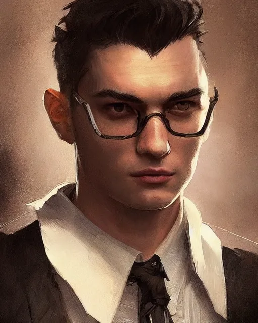 Prompt: ''portrait of kaz brekker from six of crows, lol, fantasy, d & d, digital painting, artstation, concept art, sharp focus, illustration, art by greg rutkowski and alphonse mucha''