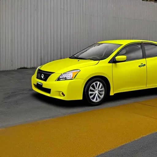 Image similar to a matte yellow 2 0 0 9 nissan sentra