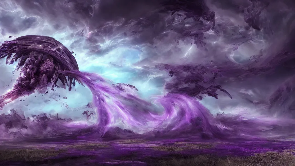 Image similar to a typical purple tornado, fantasy artwork, very very very beautiful scenery, hd, hdr, ue5, ue6, unreal engine 5, cinematic 4k wallpaper, 8k, ultra detailed, high resolution, artstation, award winning