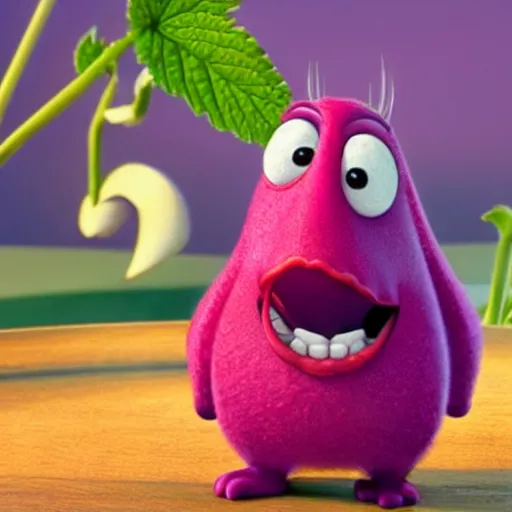 Prompt: raspberry as a pixar character